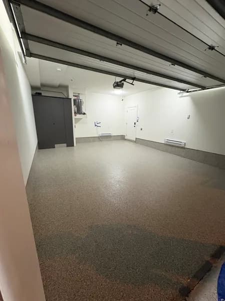 Creek Bed flake epoxy garage floor in Vancouver, BC