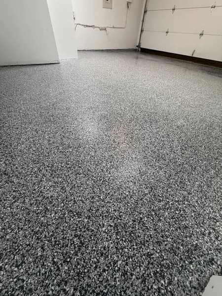 Showroom-quality flake epoxy garage floor in Metro Vancouver