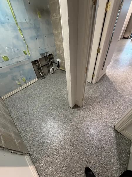 Showroom-quality flake epoxy floor in downtown Vancouver