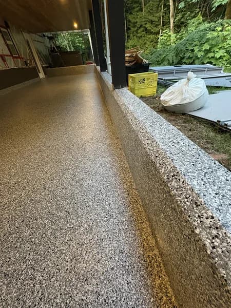 Outdoor flake epoxy patio coating installed in Squamish by Go2Epoxy
