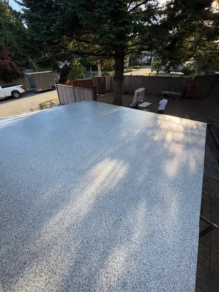 Gravel flake epoxy outdoor patio in Coquitlam, BC