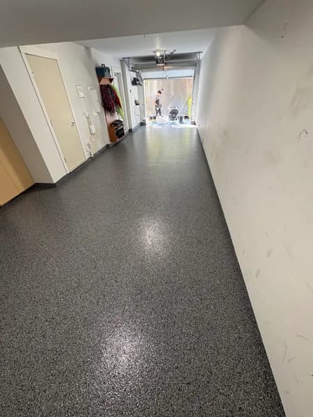 Nightfall flake epoxy hallway floor in Port Coquitlam, BC