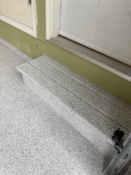 Schist flake epoxy coating on garage entry steps in White Rock, BC